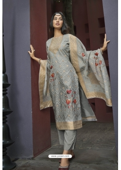 Grey Traditional Designer Pakistani Straight Salwar Suit