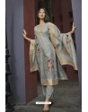 Grey Traditional Designer Pakistani Straight Salwar Suit