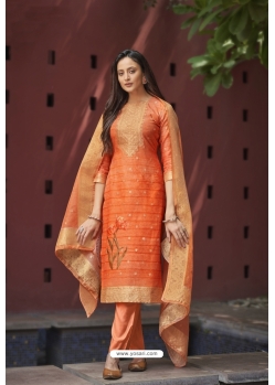 Orange Traditional Designer Pakistani Straight Salwar Suit