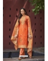 Orange Traditional Designer Pakistani Straight Salwar Suit