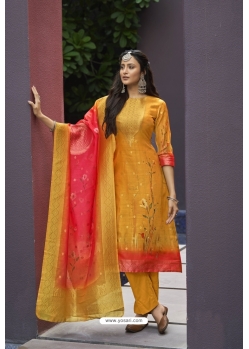 Mustard Traditional Designer Pakistani Straight Salwar Suit