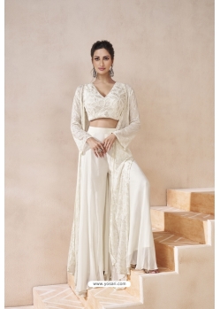 White Pure Real Silk Indo Western Suit