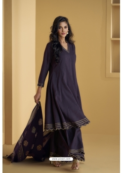 Purple Designer Pure Silk Sharara Suit