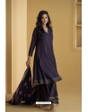 Purple Designer Pure Silk Sharara Suit