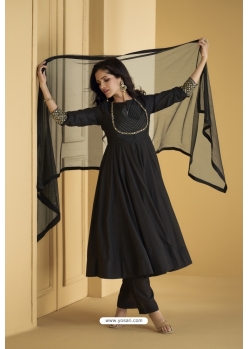 Black Designer Pure Silk Sharara Suit