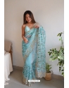 Sky Blue Organza Party Wear Saree