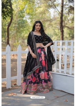 Black Heavy Pure Faux Georgette Lehenga Choli