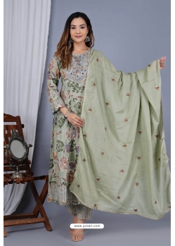 Green Trendy Cotton Readymade Salwar Suit