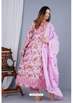 Stylish Pink Trendy Cotton Readymade Salwar Suit