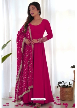 Rani Pink Premium Festive Wear Anarkali Suit