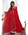 Red Premium Festive Wear Anarkali Suit