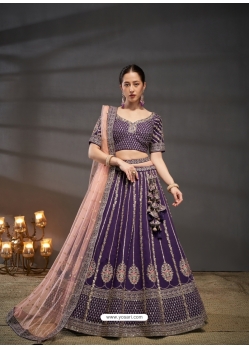 Purple Designer Silk Heavy Embroidered Lehenga Choli