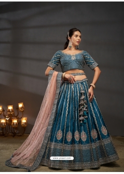 Teal Designer Silk Heavy Embroidered Lehenga Choli