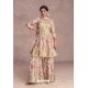 Cream Digital Printed And Embroidered Palazzo Suit