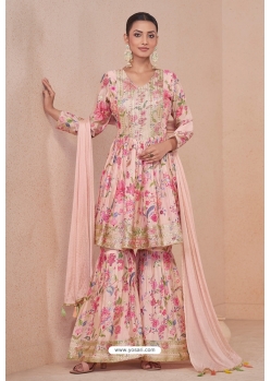 Baby Pink Digital Printed And Embroidered Palazzo Suit