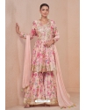 Baby Pink Digital Printed And Embroidered Palazzo Suit