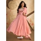 Peach Trendy Pure Real Silk Designer Suit