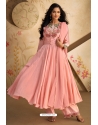 Peach Trendy Pure Real Silk Designer Suit