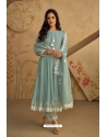 Grayish Green Trendy Pure Real Silk Designer Suit