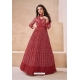 Maroon Designer Real Georgette Gown With Dupatta