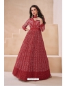 Maroon Designer Real Georgette Gown With Dupatta