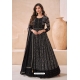 Black Designer Real Georgette Gown With Dupatta