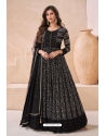 Black Designer Real Georgette Gown With Dupatta