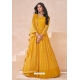 Yellow Designer Real Georgette Gown With Dupatta