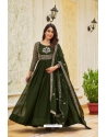 Trendy Mehendi Green Party Wear Readymade Gown With Dupatta