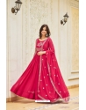 Stylish Pink Party Wear Readymade Gown With Dupatta