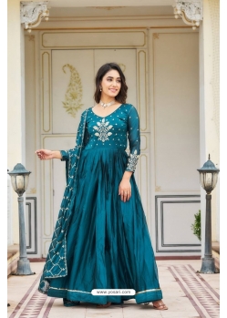 Rama Festive Wear Readymade Gown With Dupatta