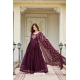 Wine Festive Wear Readymade Gown With Dupatta