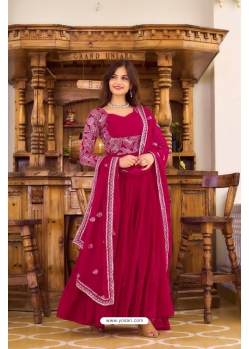 Rani Pink Premium Festive Wear Readymade Gown With Dupatta