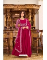 Rani Pink Premium Festive Wear Readymade Gown With Dupatta