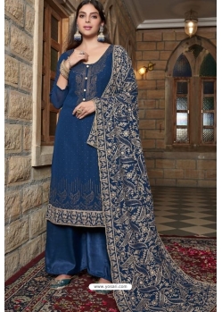 Navy Blue Traditional Designer Pakistani Palazzo Salwar Suit