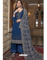 Navy Blue Traditional Designer Pakistani Palazzo Salwar Suit