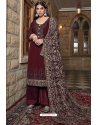 Maroon Traditional Designer Pakistani Palazzo Salwar Suit