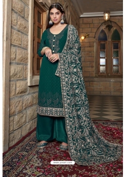 Dark Green Traditional Designer Pakistani Palazzo Salwar Suit