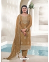 Mustard Organza Embroidered Designer Salwar Suit