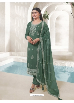 Green Organza Embroidered Designer Salwar Suit