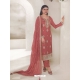 Orange Organza Embroidered Designer Salwar Suit