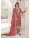 Orange Organza Embroidered Designer Salwar Suit