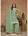 Sea Green Chinon Designer Pakistani Palazzo Suit