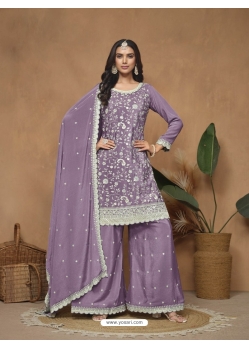 Mauve Chinon Designer Pakistani Palazzo Suit