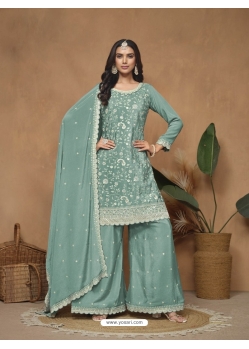 Aqua Mint Chinon Designer Pakistani Palazzo Suit