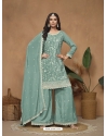 Aqua Mint Chinon Designer Pakistani Palazzo Suit