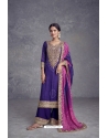 Violet Heavy Chinon Silk Designer Pakitani Palazzo Suit