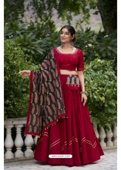 Maroon Navratri Heavy Pure Cotton Lehenga Choli