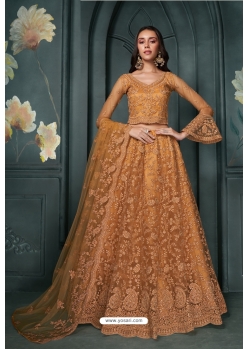 Orange Heavy Embroidery And Thread Worked Designer Lehenga Choli