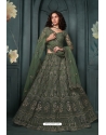 Mehendi Green Heavy Embroidery And Thread Worked Designer Lehenga Choli